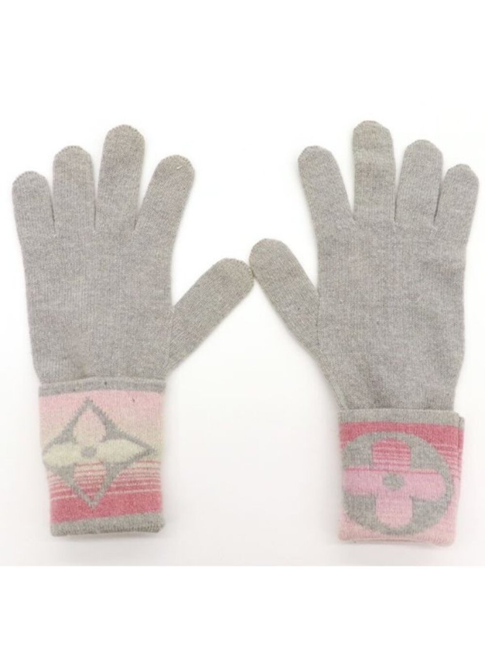 Louis Vuitton Monogram Sunset Gloves Wool Etc Gray Pink